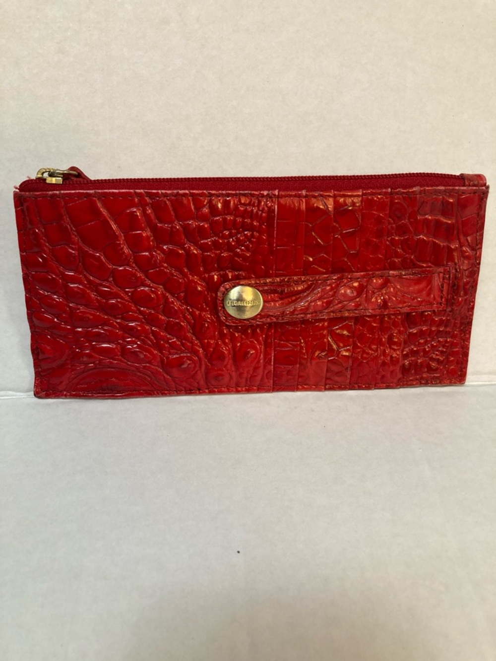 BRAHMIN Bright Red Croc-Embossed Leather Credit Cards Holder Wristlet
WOMENS